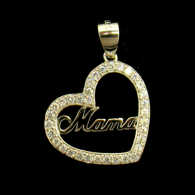 Silver Heart Shaped Zircon Pendant