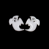Silver Ghost Enamel Earrings