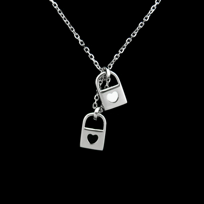 Silver Heart Shaped Enamel Necklace