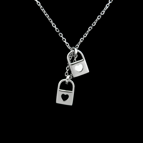 Silver Heart Shaped Enamel Necklace
