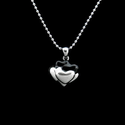 Silver Heart Shaped Enamel Necklace