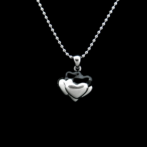 Silver Heart Shaped Enamel Necklace