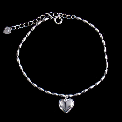 Silver Heart Shaped Plain Bracelet