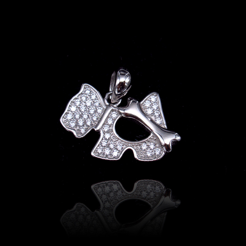 Silver Dog Zircon Pendant