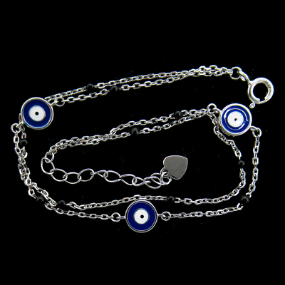 Silver Eye Shaped Enamel Bracelet