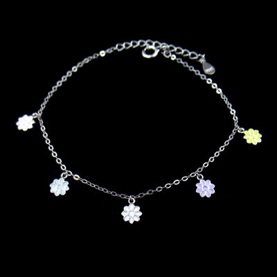 Silver Flower Shaped Plain Bracelet