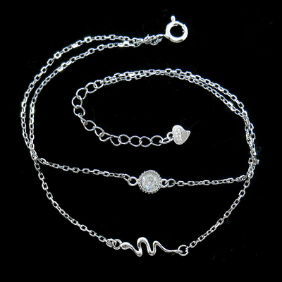 Silver Snake Shaped Zircon Bracelet