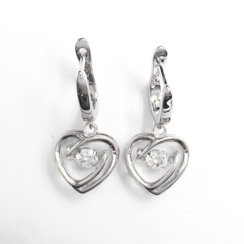 Silver Heart Shaped Zircon Huggies