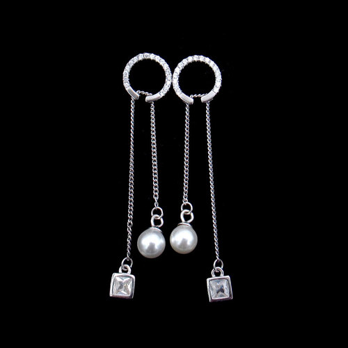 Silver Shell Pearl Ear Stubs