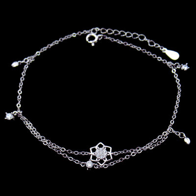 Silver Zircon Anklet