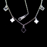 Silver Clover Enamel Necklace