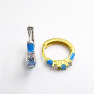 Silver Enamel Huggies