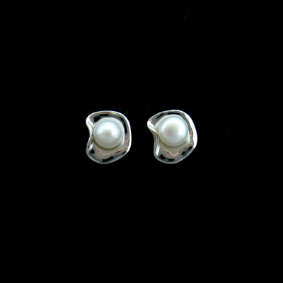 Silver Pearl Ear Stubs