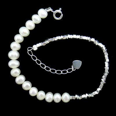 Silver Pearl Bracelet