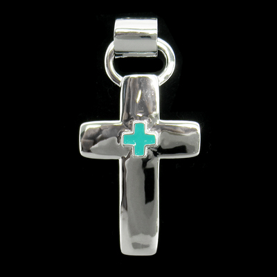 Silver Cross ShapedEnamel Pendant