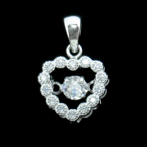 Silver Heart Shaped Zircon Pendant