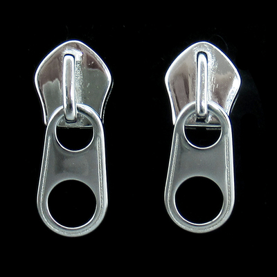 Silver Zipper Shaped Plain Ear Stubs