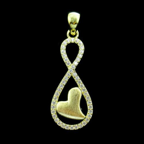 Silver Heart Shaped Zircon Pendant