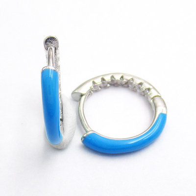 Silver Enamel Huggies