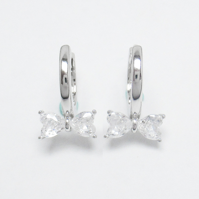 Silver Ribbon Shaped Zircon Huggies