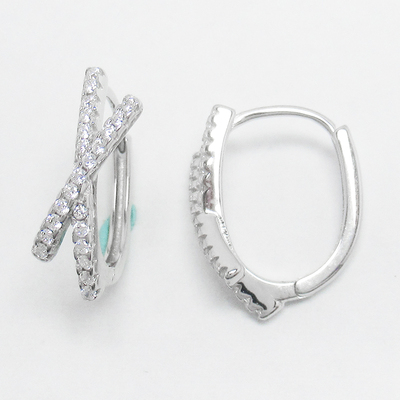 Silver Zircon Huggies