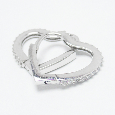 Silver Heart Shaped Zircon Huggies