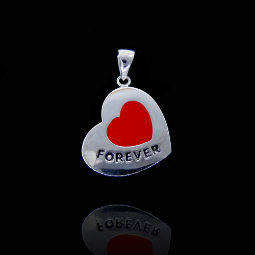 Silver Heart Enamel Pendant