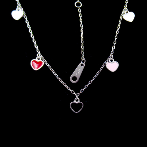 Silver Heart Enamel Necklace