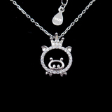 Pig Silver Zircon Necklace