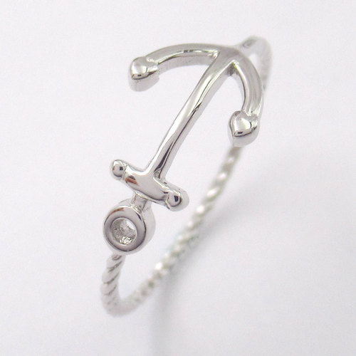 Silver Anchor Shaped Plain Ring