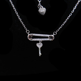 Sliver Keys and Clips Shaped Zircon Necklace