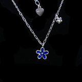Sliver Flower Shaped Enamel Necklace