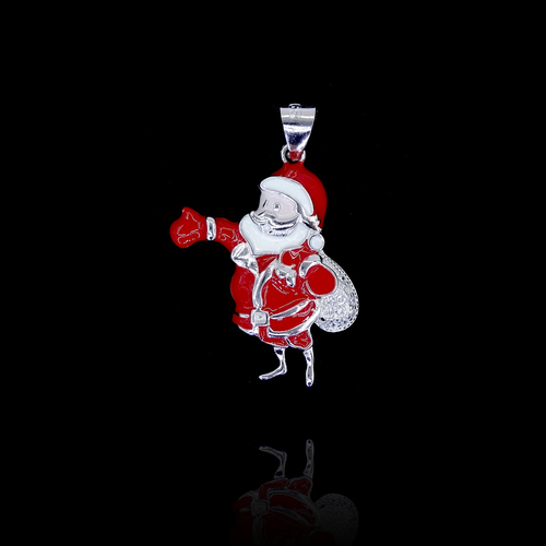 Silver Santa Claus Enamel Pendant