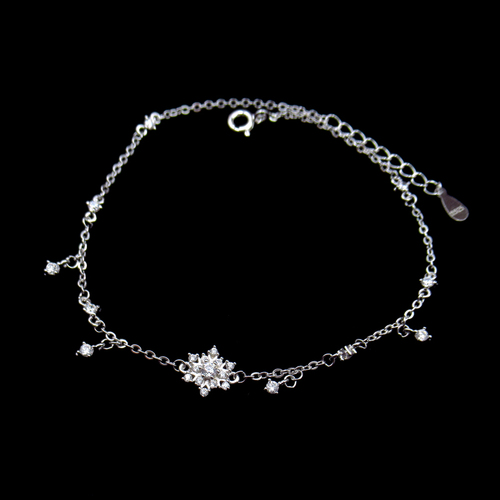 Silver Zircon Anklet
