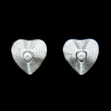 Silver Heart Shaped Pearl Earrings