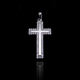 Silver Cross Zircon Pendant