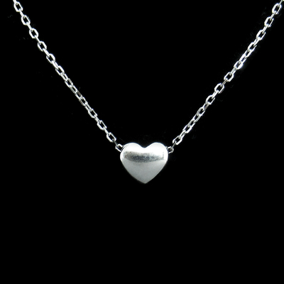 Silver Heart Shaped Plain Necklace