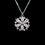 Silver Flower Shaped Zircon Necklace