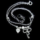 Silver Heart Shaped Butterfly Shaped结 Zircon Bracelet