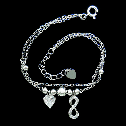 Silver Heart Shaped Zircon Bracelet