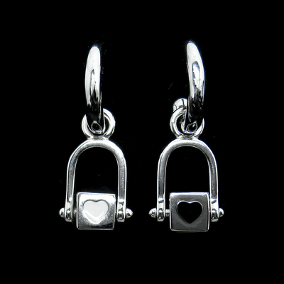 Silver Heart Shaped Enamel Earrings