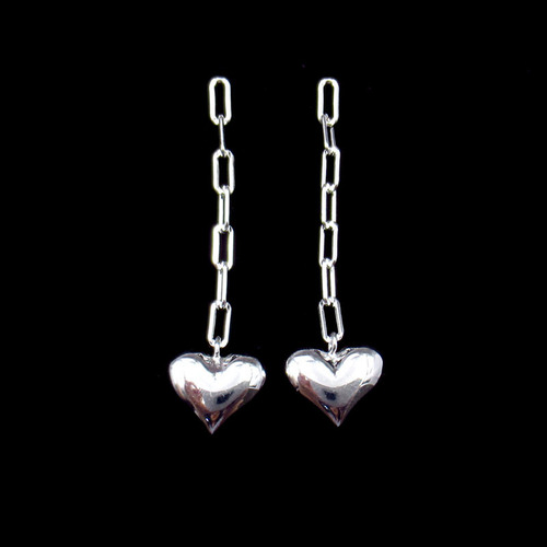 Silver Heart Shaped Plain Earrings