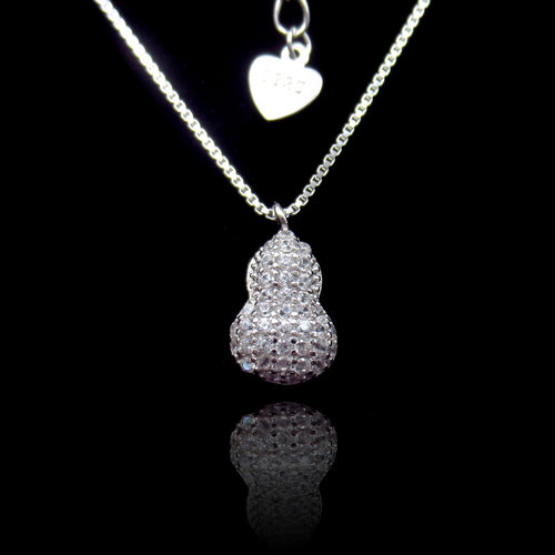 Silver Gourd Zircon Necklace