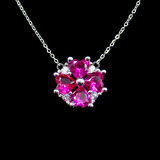 Silver Clover Shaped Zircon Necklace
