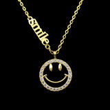 Silver Smile Face Shaped Zircon Necklace