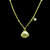 Silver Shell Shaped Zircon Necklace