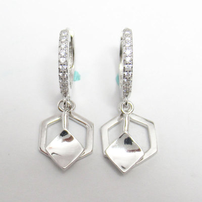 Silver Zircon Huggies