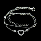 Silver Heart Shaped Zircon Bracelet