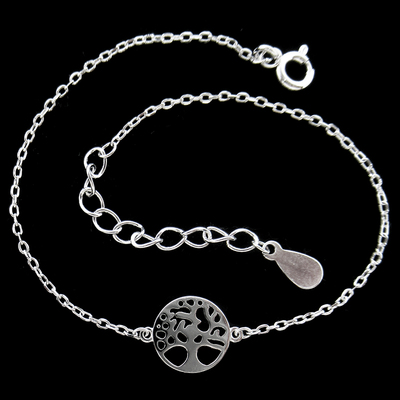 Silver Tree Shaped Zircon Bracelet