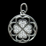 Silver Clover Shaped Zircon Pendant